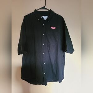 Tri-Mountain Black Button Down Coca Cola Shirt Mens Size XL
